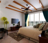 卧室采用了简单的实木线条吊顶，加上搭配适宜的家居，小配饰，淡淡的东南亚风格。