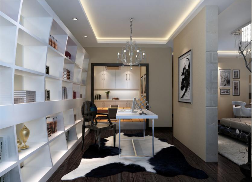 书房图片来自在棕色主义150平米现代时尚三居室的分享