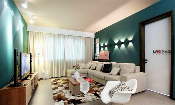 客厅图片来自朗润装饰工程有限公司在120平“时尚都市”三居室的分享