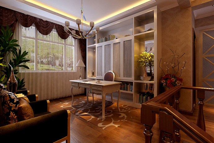 欧式 别墅 书房图片来自北京元洲在孔雀城260平古典欧式的分享