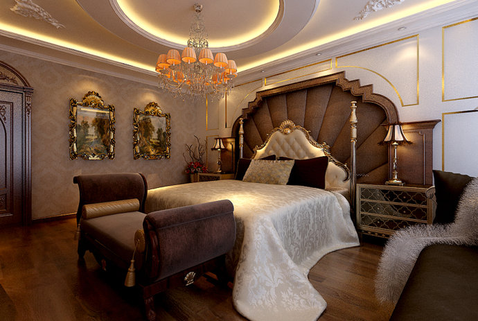 欧式 别墅 卧室图片来自北京元洲在孔雀城260平古典欧式的分享