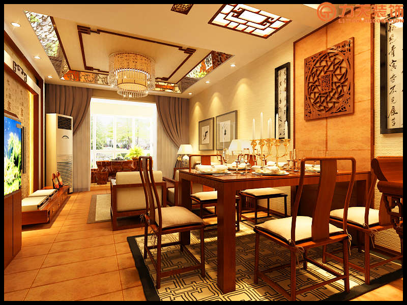 中式 三居 餐厅图片来自阳光力天装饰在水木天成-120㎡-中式风格的分享