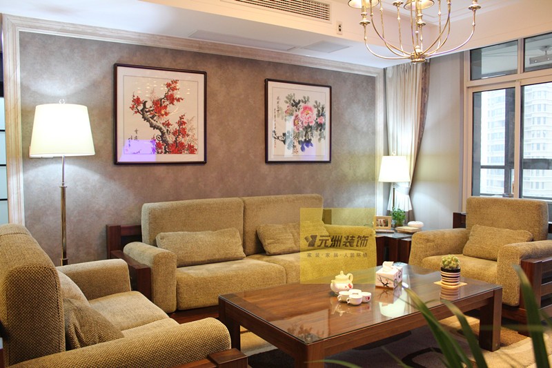客厅图片来自北京元洲在160平现代中式实景案例的分享