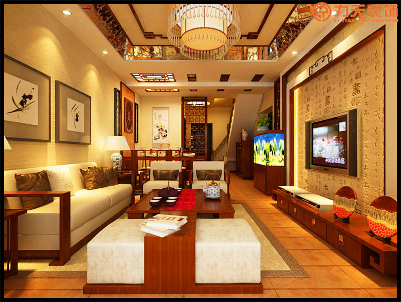 中式 三居 客厅图片来自阳光力天装饰在水木天成-120㎡-中式风格的分享