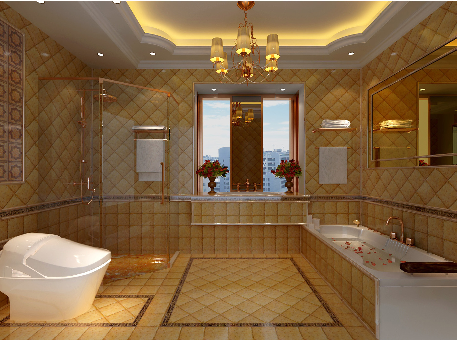 欧式 三居 收纳 80后 卫生间图片来自上海实创-装修设计效果图在保利御樽苑142平米欧式风格的分享
