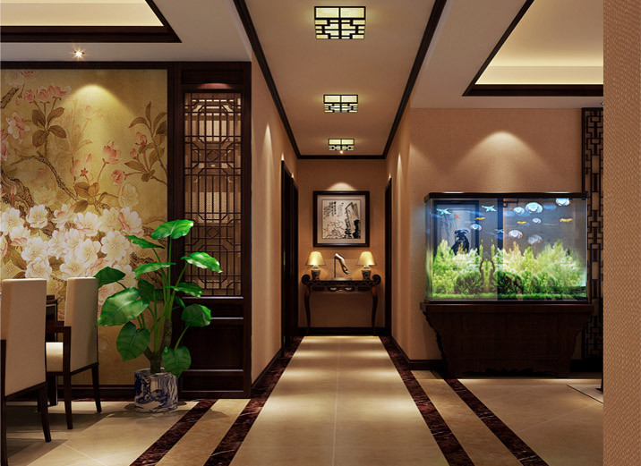 四居 中式 收纳 退休干部 混搭 别墅 玄关图片来自北京实创装饰集团在189平四居室，古色古香中国风的分享
