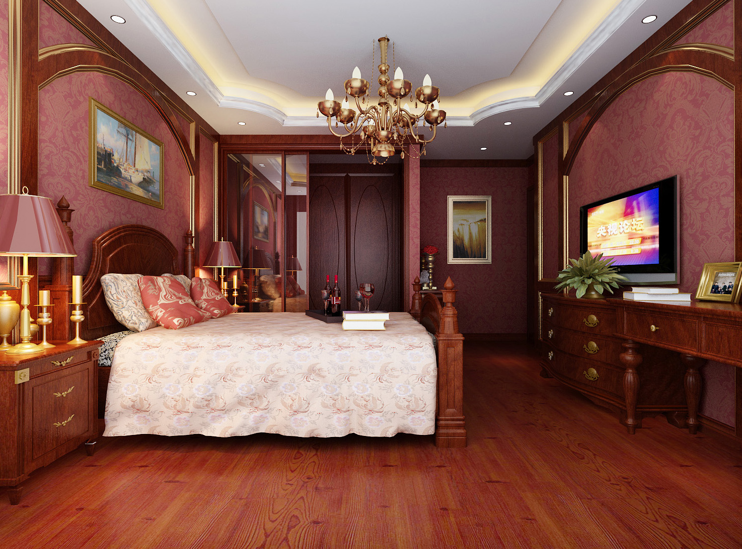 欧式 三居 收纳 80后 卧室图片来自上海实创-装修设计效果图在保利御樽苑142平米欧式风格的分享