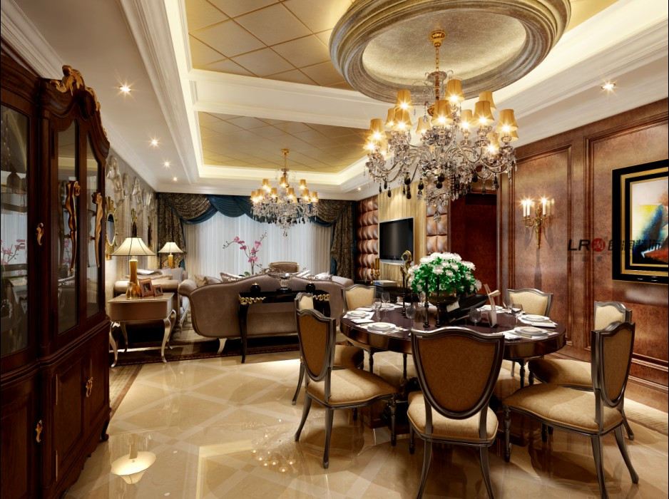 三居 欧式 豪华 餐厅图片来自朗润装饰工程有限公司在114.89㎡豪华大气三居的分享