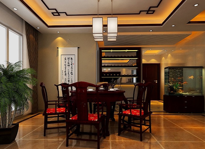 中式风格 三居室装修 小资 餐厅图片来自上海实创-装修设计效果图在170平米中式风格装修的分享