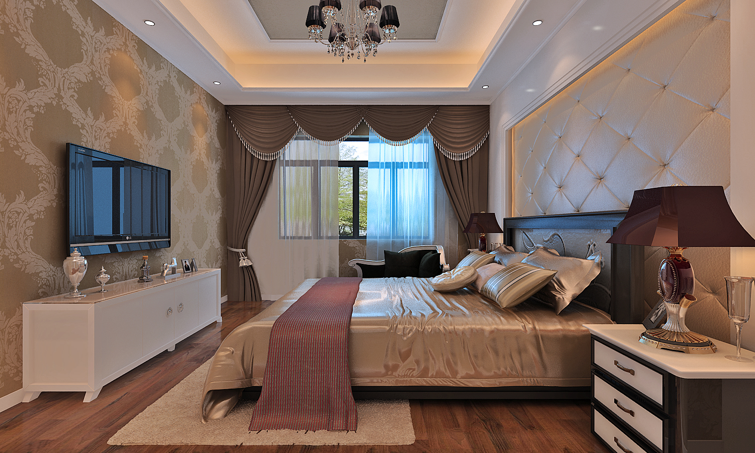 欧式 三居 白领 收纳 小资 卧室图片来自武汉实创装饰公司晓燕在三江航天首府133平令人着迷的分享