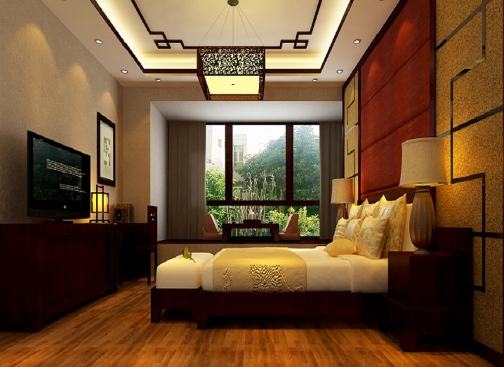 中式风格 三居室装修 小资 卧室图片来自上海实创-装修设计效果图在170平米中式风格装修的分享