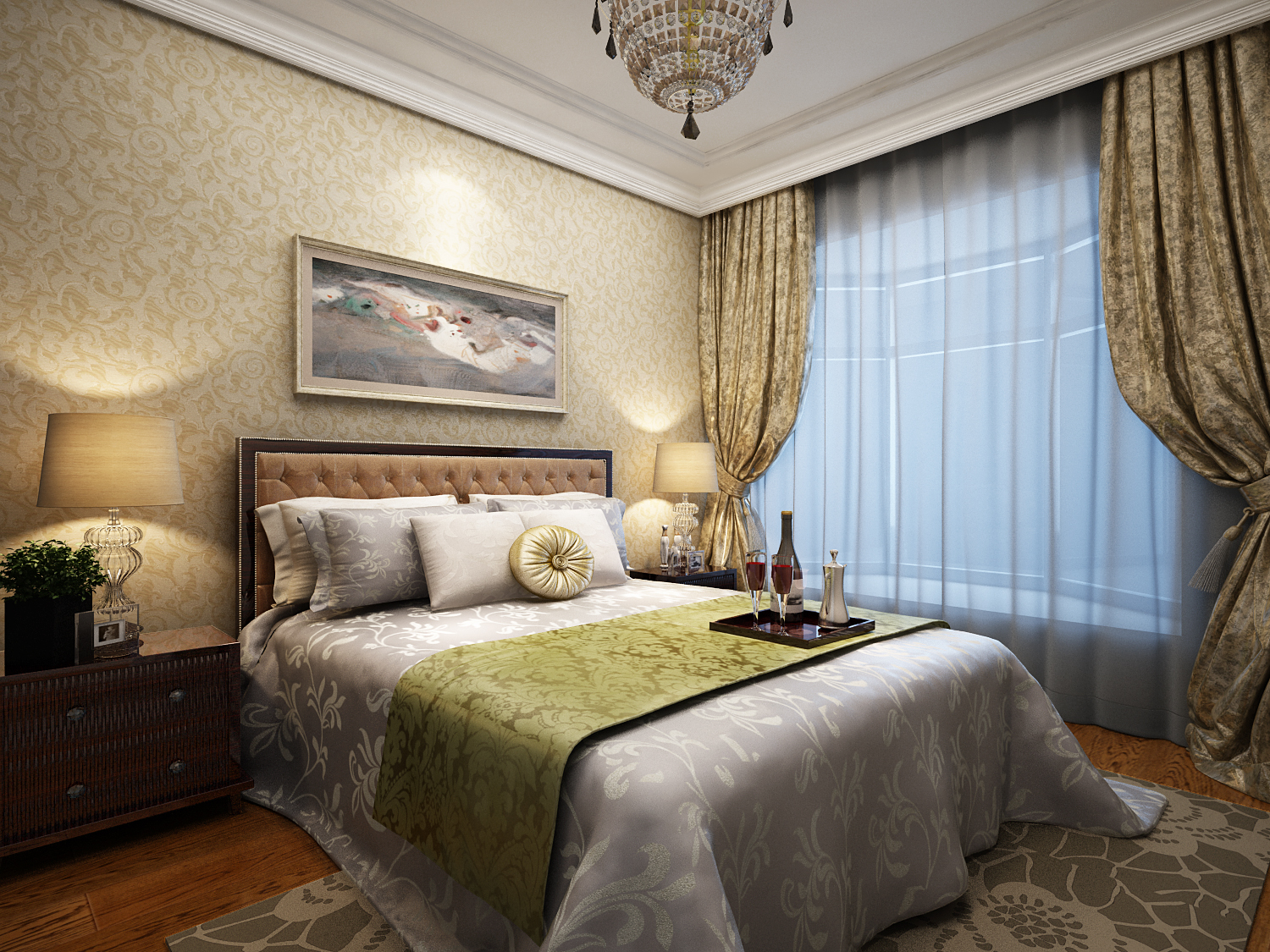 欧式 复式 别墅 收纳 小资 奢华 豪华 卧室图片来自西宁实创装饰在170平欧式风格 舒适奢华大气的分享