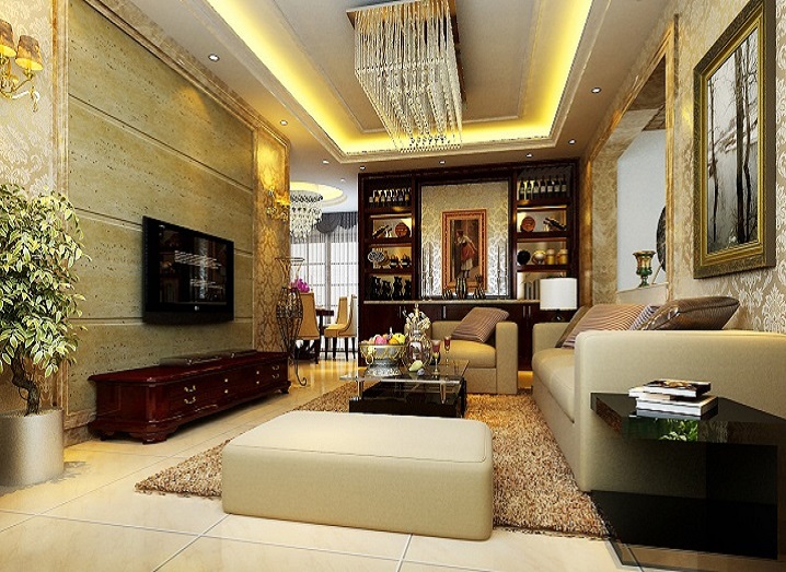 欧式 三居 收纳 四口之家 客厅图片来自上海实创-装修设计效果图在136平米欧式风格-四口之家的分享
