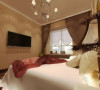 卧室全用壁纸，彰显了欧式的奢华大气风。