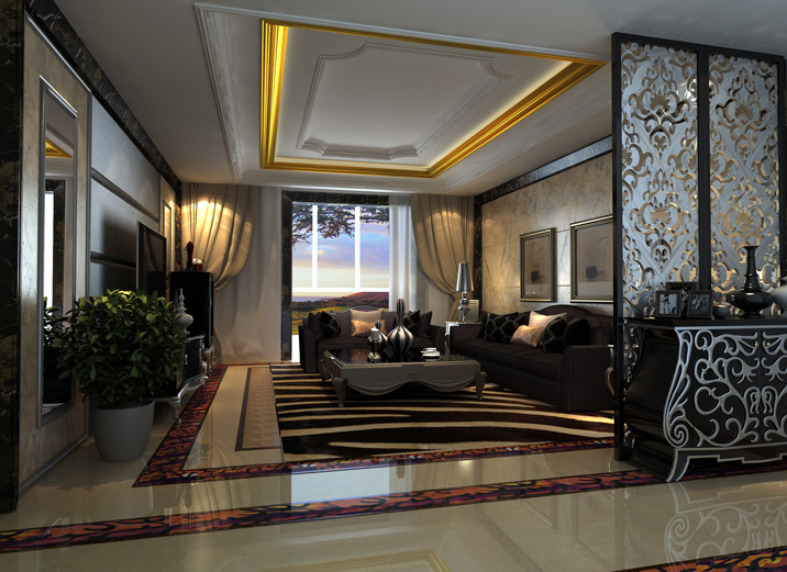 欧式 三居 收纳 低调奢华 客厅图片来自上海实创-装修设计效果图在150平米经典欧式风格的分享