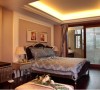 深棕色与白色的搭配，往往都是经典品质的体现，这款卧室便呈现出一个完美的效果，没有华丽的感觉，却隐约透漏着一丝大气。