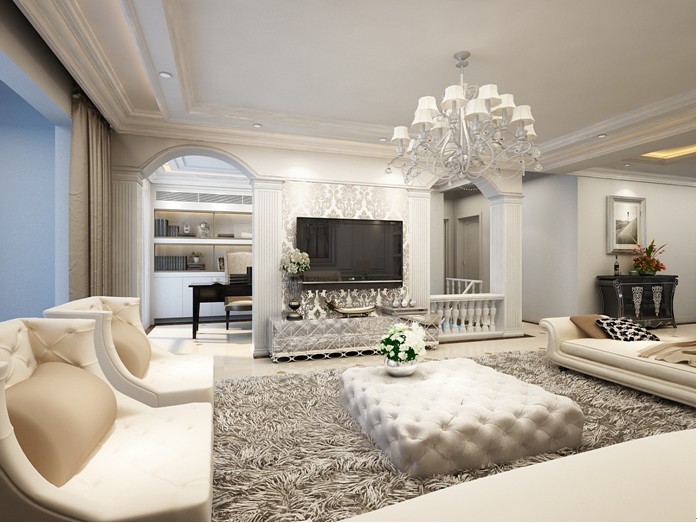 客厅图片来自西宁实创装饰在新古典欧式空间和谐雅致的美感的分享