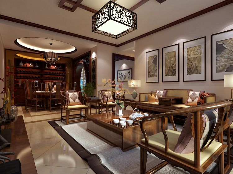 中式 客厅图片来自西安城市人家装饰公司在兴庆宫168平米四居室装修设计的分享
