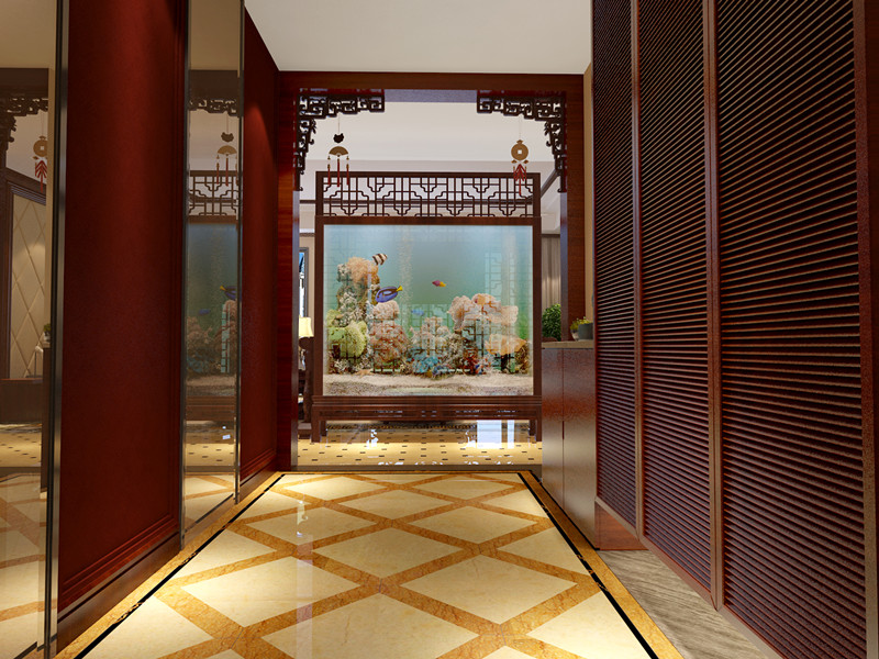 中式风格 别墅装修 稳重 玄关图片来自上海实创-装修设计效果图在200平米别墅中式风格的分享