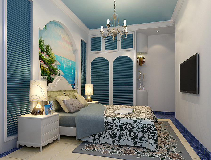三居 地中海 80后 小资 卧室图片来自深圳市永雅装饰设计工程有限公司在地中海浪漫风情的分享