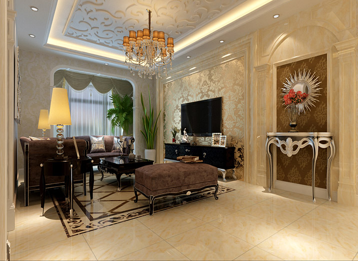 新古典欧式 三居室装修 低调奢华 收纳 客厅图片来自上海实创-装修设计效果图在新古典欧式低调奢华的婚房的分享