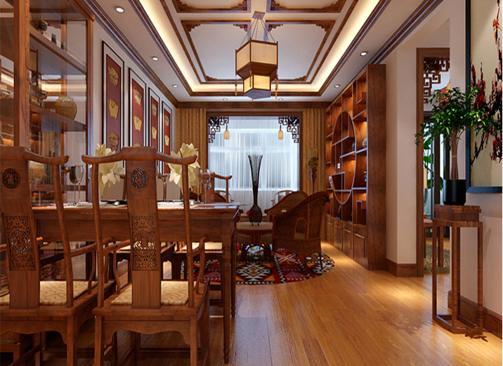 中式风格 三居室装修 稳重大气 收纳 客厅图片来自上海实创-装修设计效果图在141平米中式风格的分享