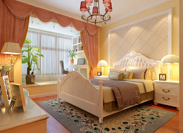 简约欧式 三居室装修 三口之家 开放式厨房 卧室图片来自上海实创-装修设计效果图在170平米简欧风格的分享