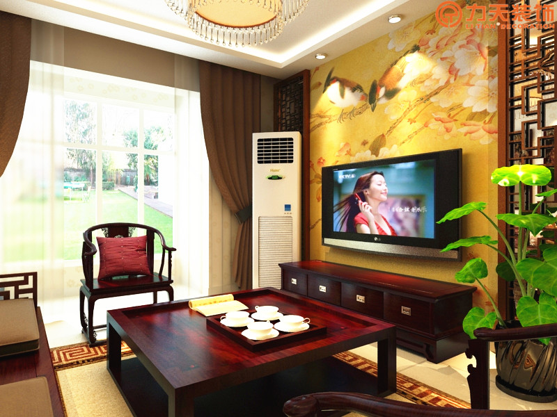 中式 三居 客厅图片来自阳光力天装饰在福源九方-95㎡-新中式的分享