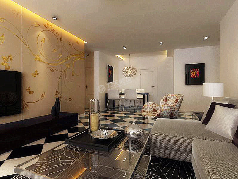 现代 三居 客厅图片来自阳光力天装饰在卫津领寓-135.38㎡-现代风格的分享