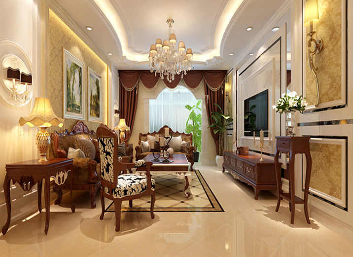 客厅图片来自上海实创-装修设计效果图在141平米新古典欧式风格全包16万的分享
