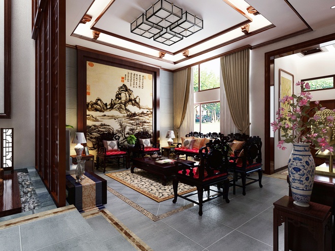 客厅图片来自轻舟漠然在极富中国浪漫情调中式私邸的分享
