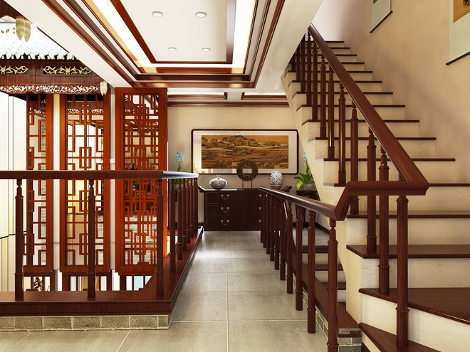 楼梯图片来自轻舟漠然在极富中国浪漫情调中式私邸的分享