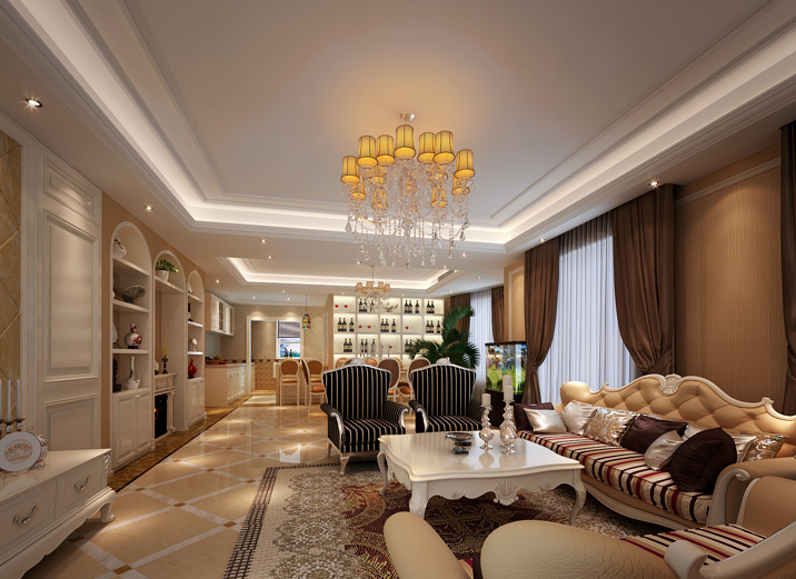 欧式 别墅 收纳 五口之家 客厅图片来自上海实创-装修设计效果图在新房五口家庭的简欧六居室的分享