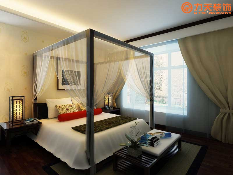 中式 三居 卧室图片来自阳光力天装饰在星河荣御-120㎡-新中式风格的分享