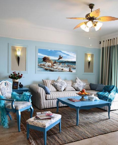 二居 80后 小资 白领 地中海 蓝白 清新 经典 海洋 客厅图片来自唯美装饰在蓝白色经典配清新地中海风格二居的分享
