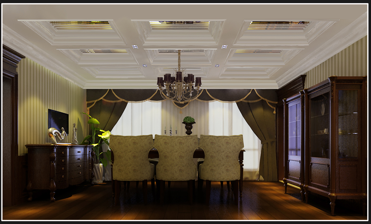 别墅 餐厅图片来自张竟月在美式尽显奢华高档的分享