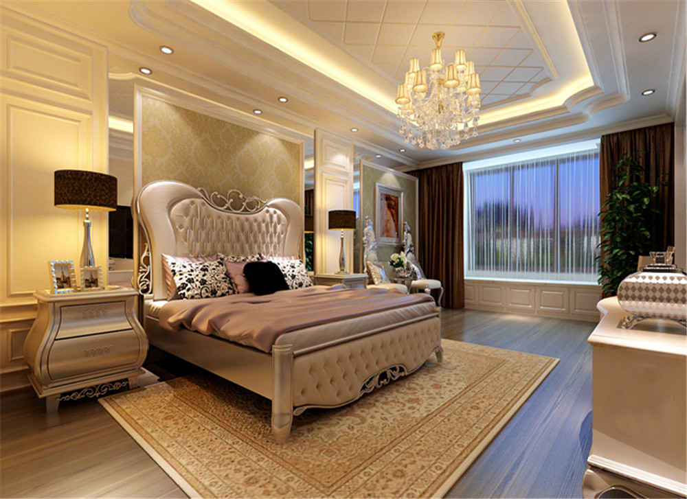 别墅 欧式 奢华风格 卧室图片来自上海实创-装修设计效果图在43万打造奢华欧式复式的分享