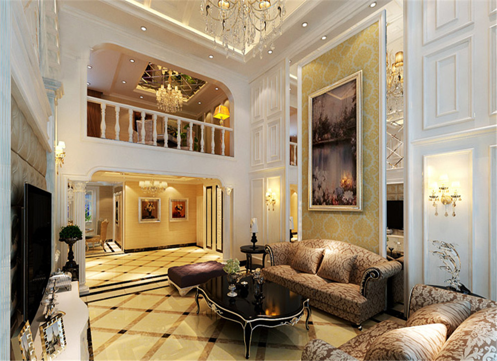 别墅 欧式 奢华风格 客厅图片来自上海实创-装修设计效果图在43万打造奢华欧式复式的分享
