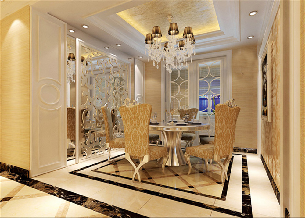 别墅 欧式 奢华风格 餐厅图片来自上海实创-装修设计效果图在43万打造奢华欧式复式的分享
