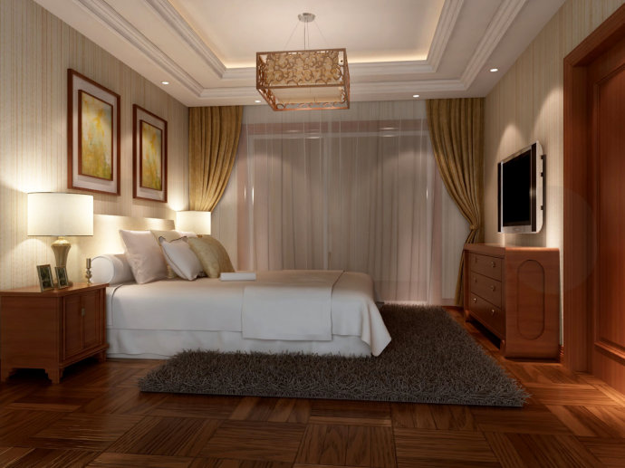 别墅 卧室图片来自北京元洲装饰在320平米别墅新中式风格的分享