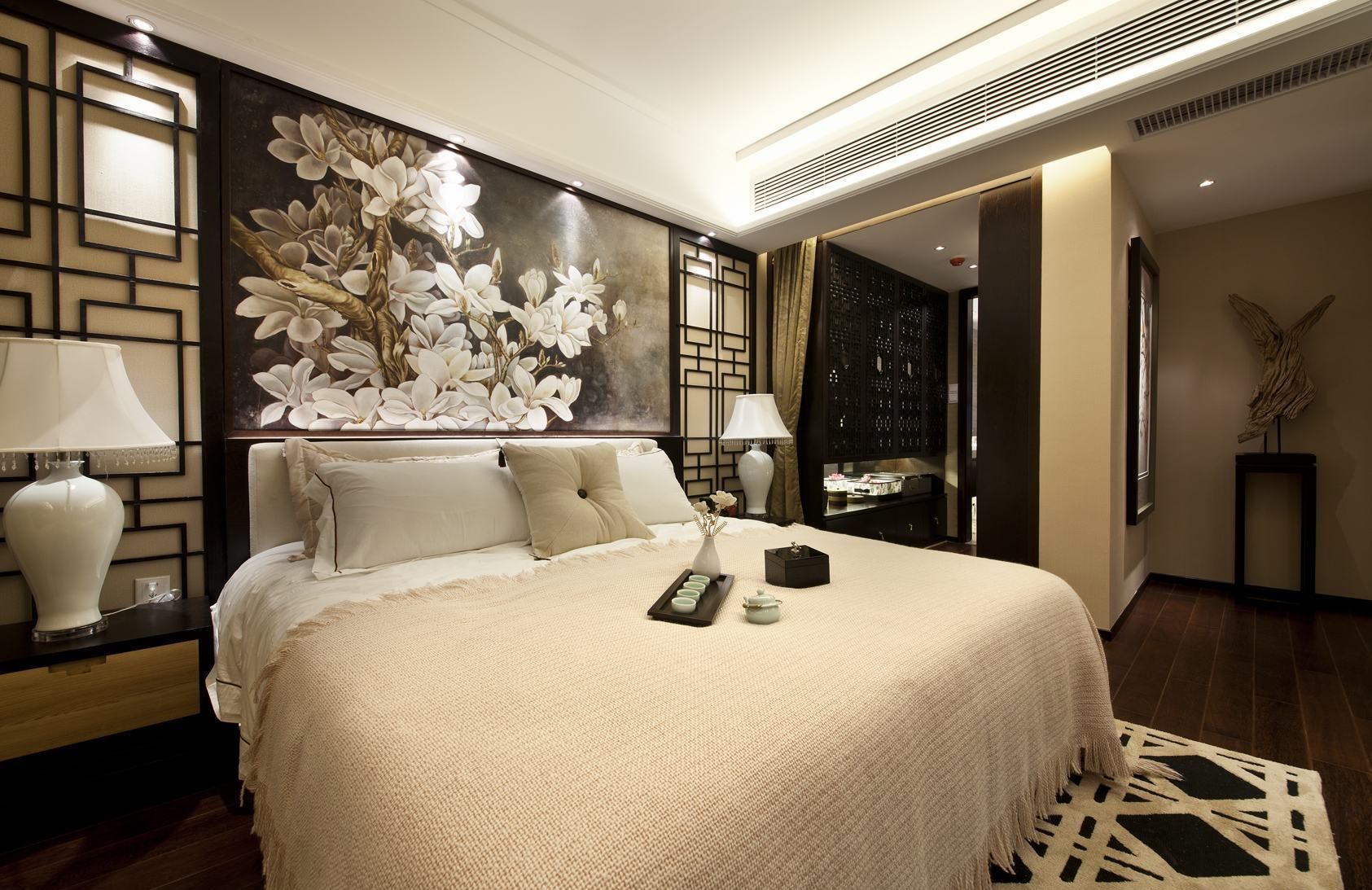 中式 别墅 万科高尔夫 别墅装修 舒适 卧室图片来自武汉实创装饰在中式鸟语花香的分享