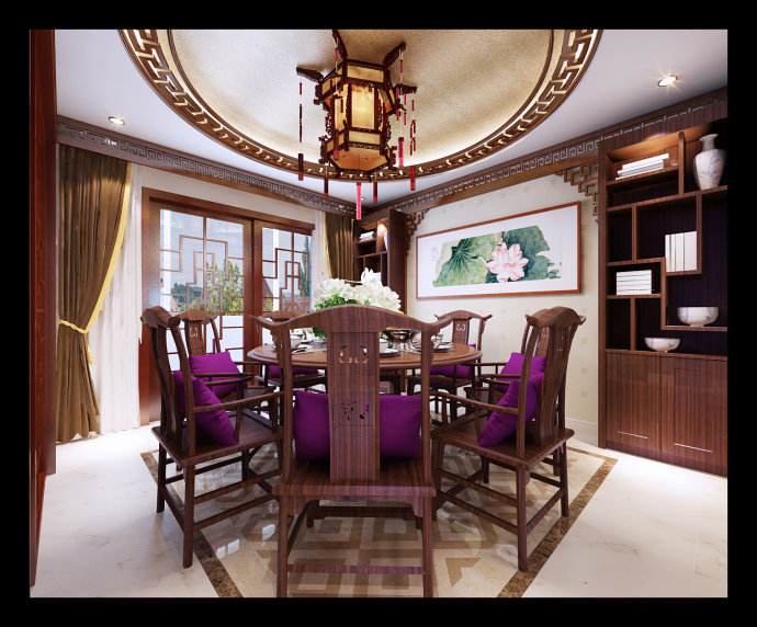 餐厅图片来自北京元洲装饰在复式240平米打造中式古典之风的分享