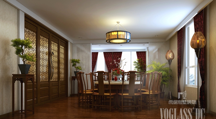中式风格 卧室 客厅 餐厅 书房 影音室 餐厅图片来自北京别墅装修案例在御汤山的分享