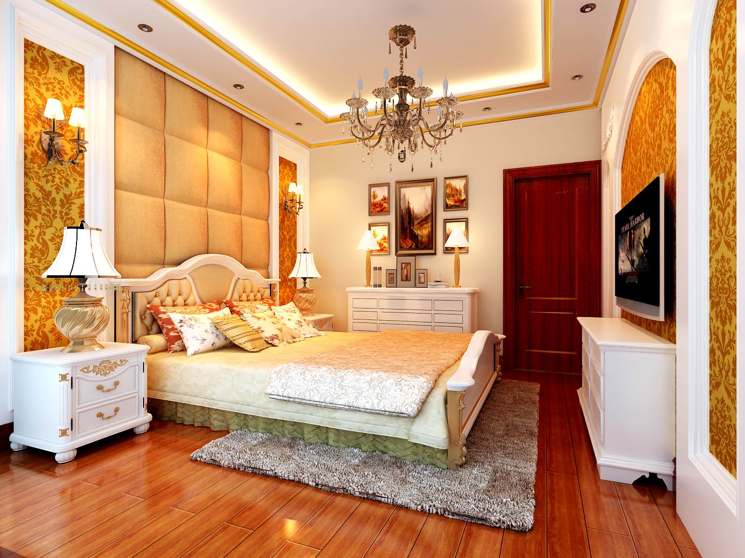 欧式 四居 别墅 白领 小资 卧室图片来自北京实创装饰集团在密云160平欧式经典4居-雍容华贵的分享