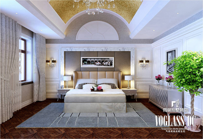欧式 别墅 卧室 客厅 卫生间 厨房 影音室 卧室图片来自北京别墅装修案例在中海九号公馆欧式风格的分享