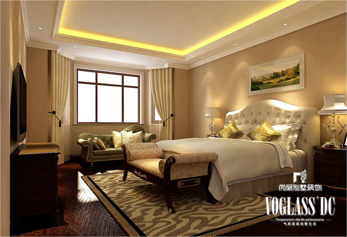 欧式 客厅 厨房 餐厅 卧室 休息室 卧室图片来自北京别墅装修案例在中海尚湖世家新古典风格案例的分享