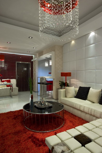 现代 简约 时尚设计 成都装修 客厅图片来自香港古兰装饰-成都在红白搭配。不一样的装修设计的分享