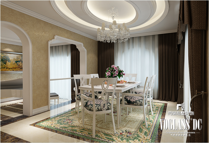 欧式 三居 白领 厨房 餐厅 客厅 卧室 休息室 餐厅图片来自北京别墅装修案例在万通天竺新新家园欧式案例的分享