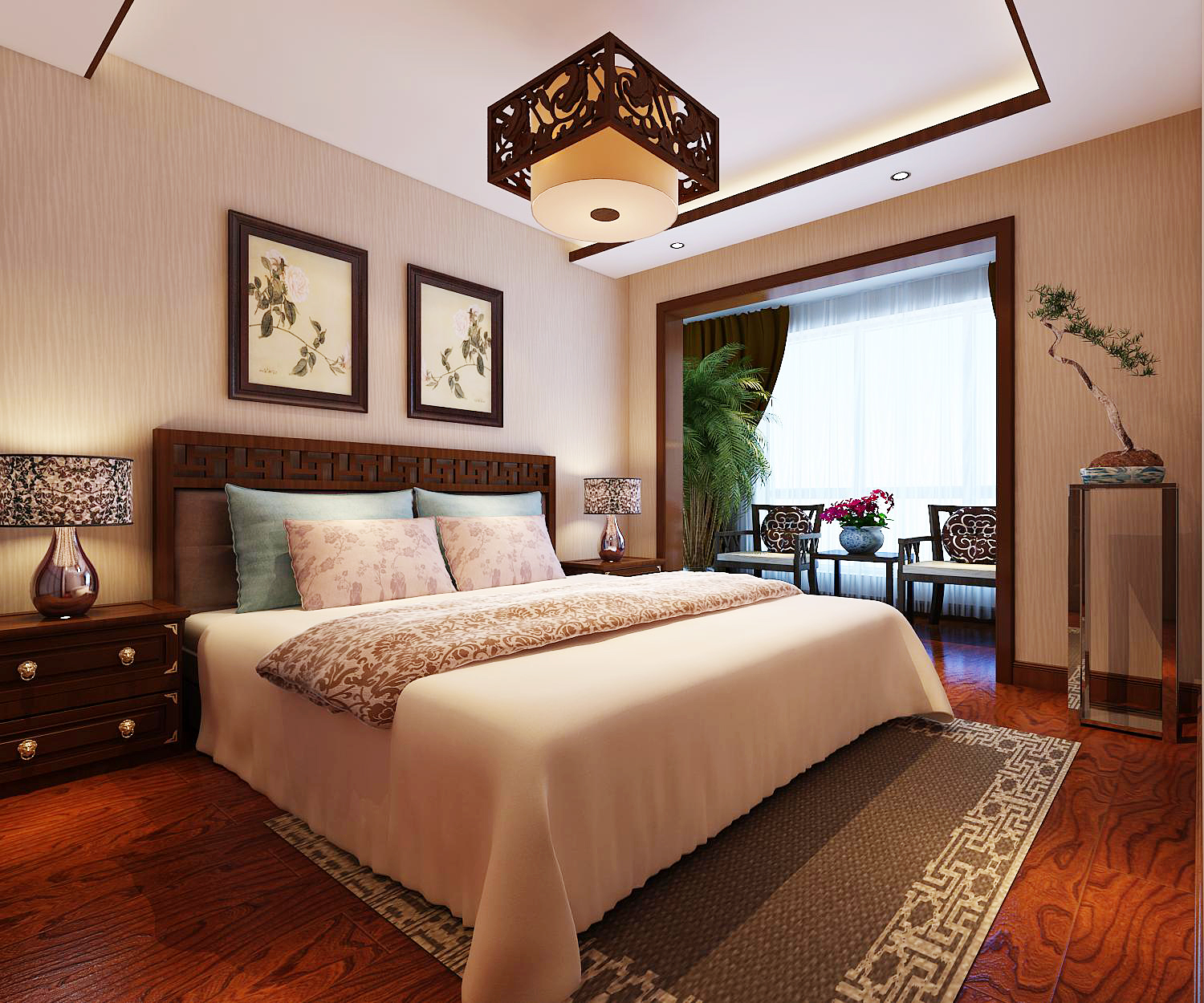 卧室图片来自今朝装饰小徐在红木林 109平新中式的分享