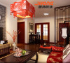 传统中国元素设计主要还是以大厅的主题色红色为主，桌子圆木椅子以及能够十分体现中国传统文化的毛笔字画的挂画来体现。灯光的配合和部分装饰主材：仿古砖、实木地板等的运用，都是同样在宣扬这中国文化这一主题。